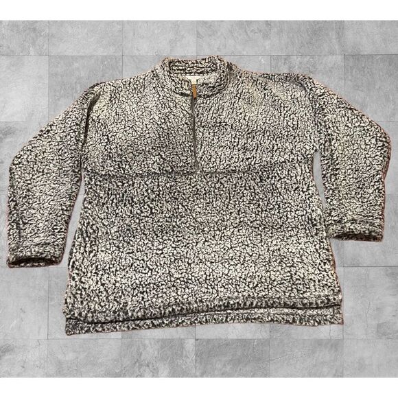 Time and Tru 1/2 Zip Fuzzy Black/Gray Pullover - Picture 1 of 9